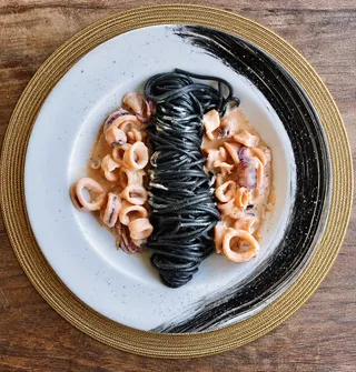 Squid Ink Spaghetti with Squid