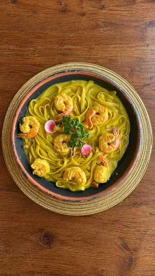 Pasta with Truffle Oil and Shrimp